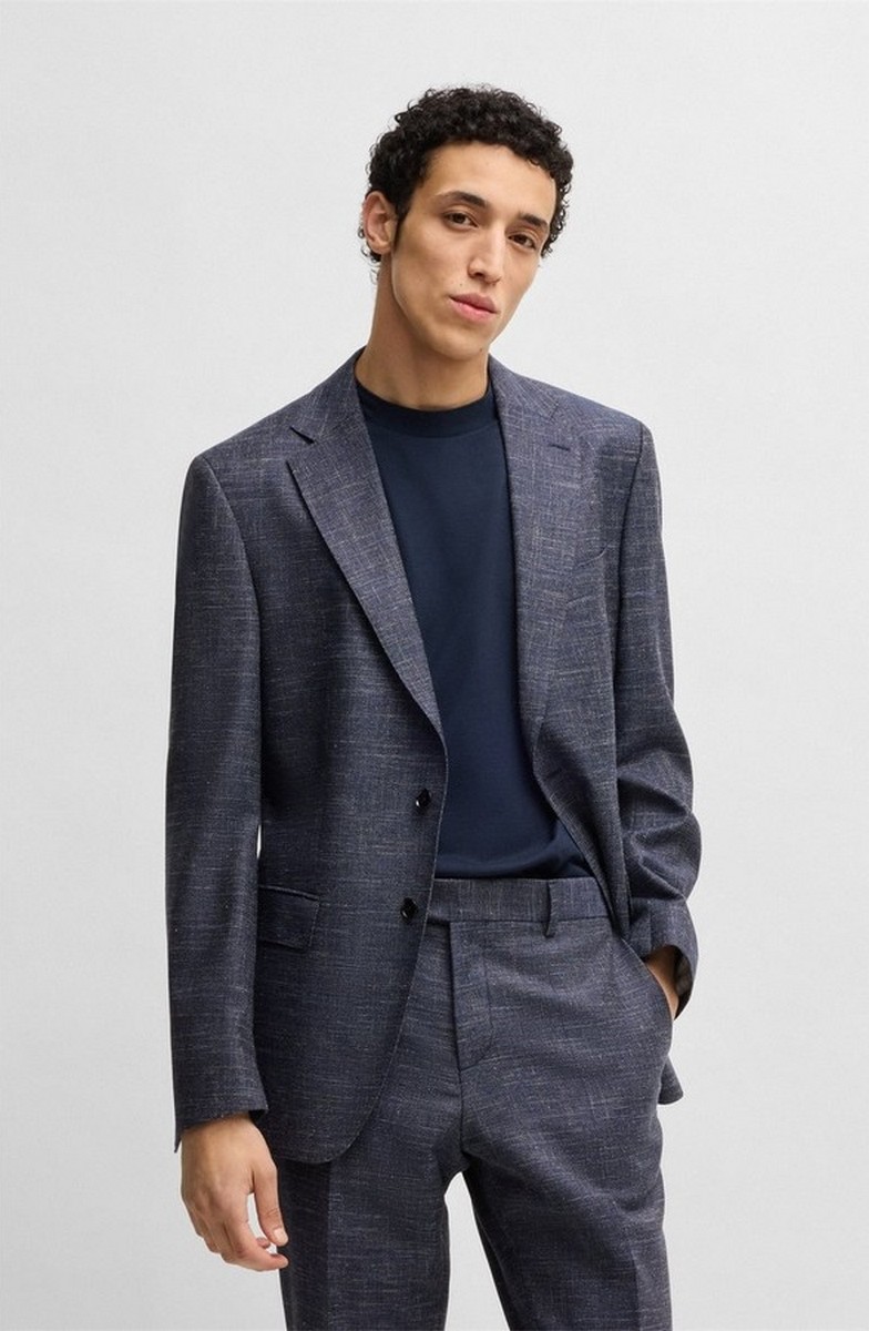 Boss Boss Ανδρικό Σακάκι Slim Fit Από Μικρομοτίβο Με Ελαστικό Ύφασμα