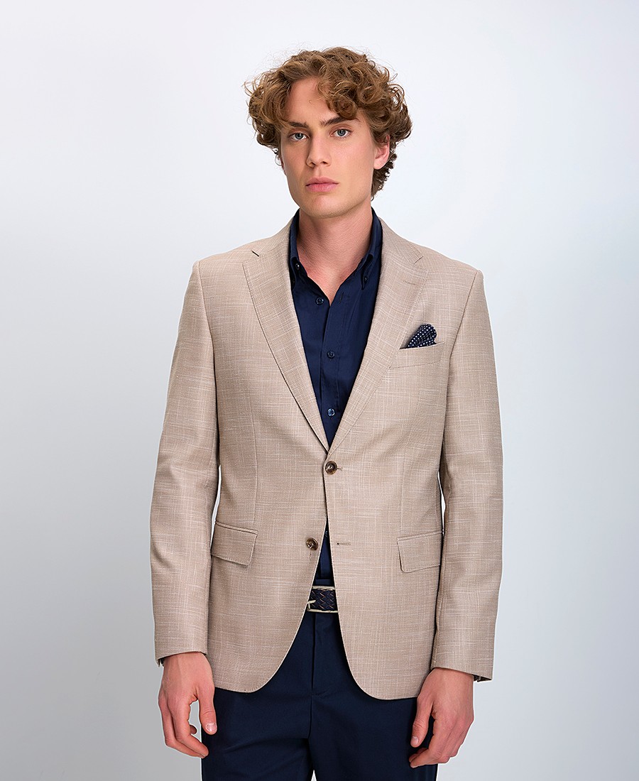 Boss Boss Ανδρικό Σακάκι Slim Fit Από Μικρομοτίβο Με Ελαστικό Ύφασμα