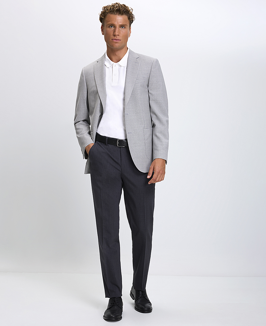 Kaiser Hoff Ανδρικό Σακάκι Modern Fit με Μικροσχέδιο σε Γκρι φωτογραφία