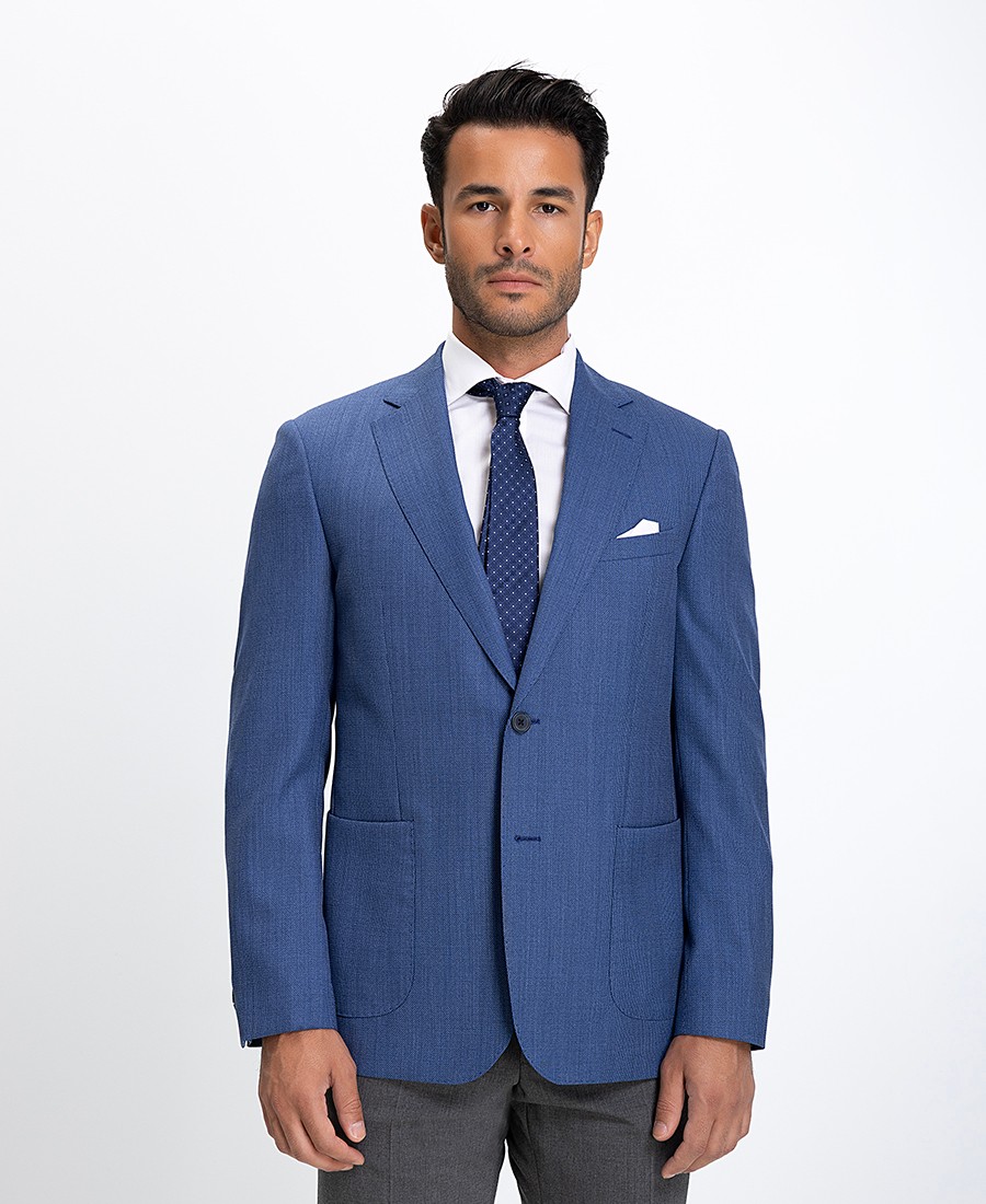 Kaiserhoff Kaiserhoff Ανδρικό Σακάκι Slim Fit Μπλε Ραφ