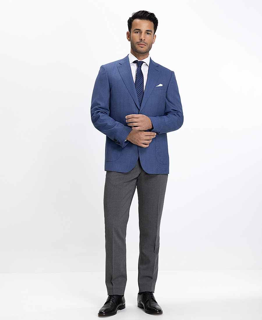 Kaiserhoff Ανδρικό Σακάκι Slim Fit Μπλε Ραφ φωτογραφία