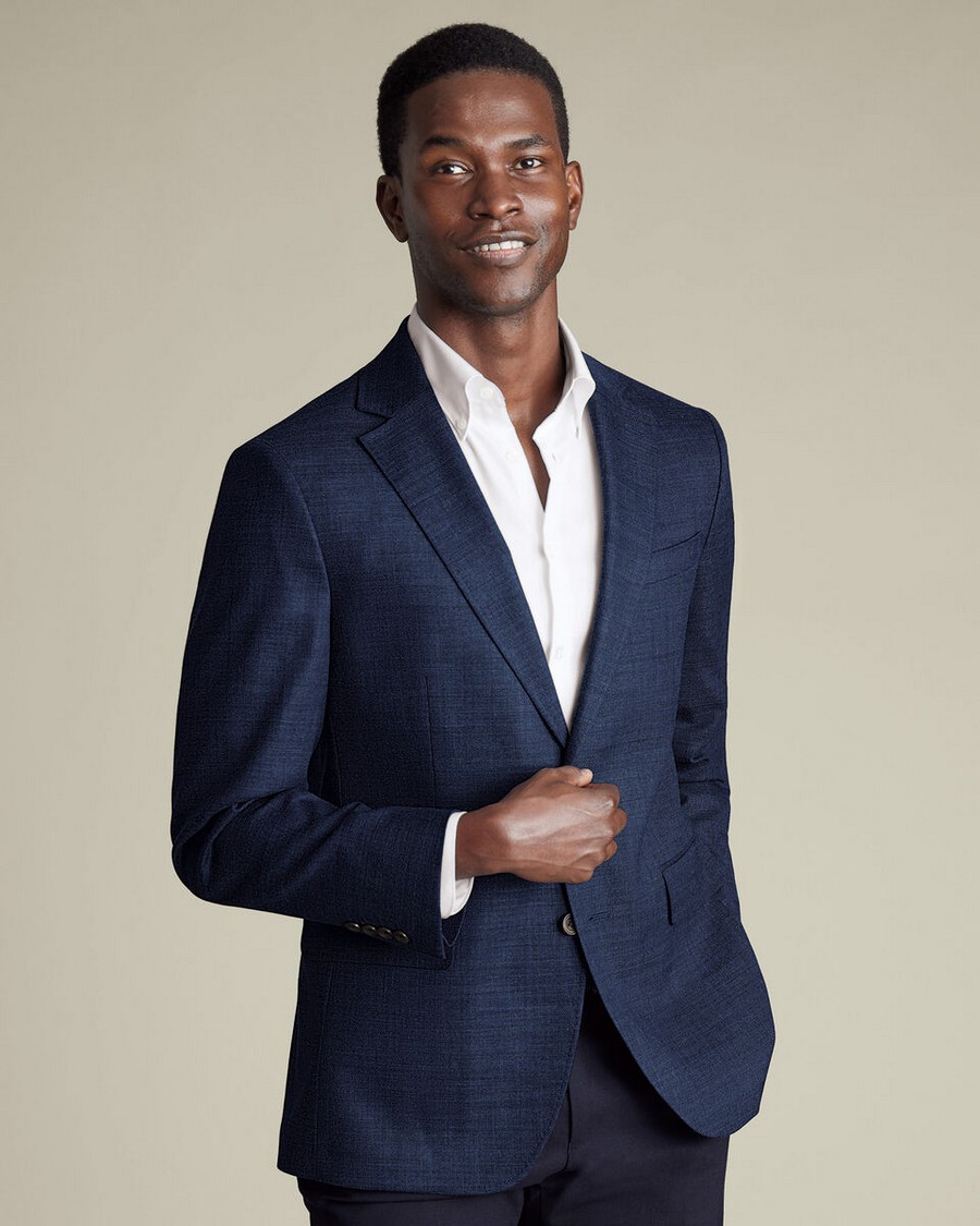 Charles Tyrwhitt Charles Tyrwhitt Ανδρικό Σακάκι Blazer Μάλλινο με Stretch Modern Fit σε Ink Blue