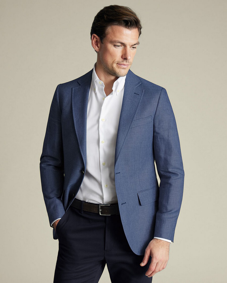 Charles Tyrwhitt Charles Tyrwhitt Ανδρικό Σακάκι Λινό/Βαμβακερό Modern Fit
