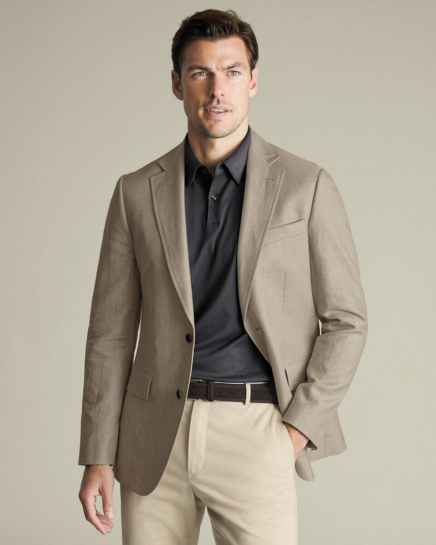Charles Tyrwhitt Charles Tyrwhitt Ανδρικό Σακάκι Λινό/Βαμβακερό Modern Fit