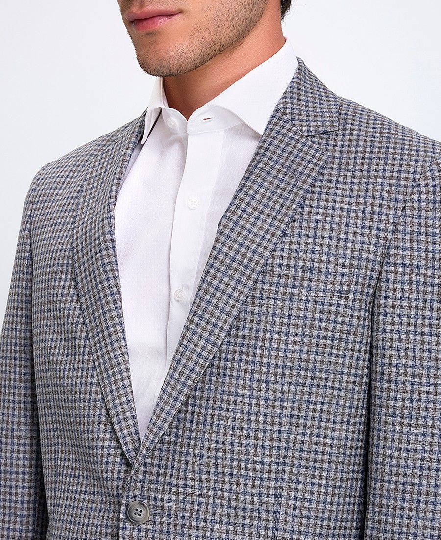 Hd X Vardas Ανδρικό Σακάκι Regular Fit Καρό Μπλε/Μπεζ φωτογραφία