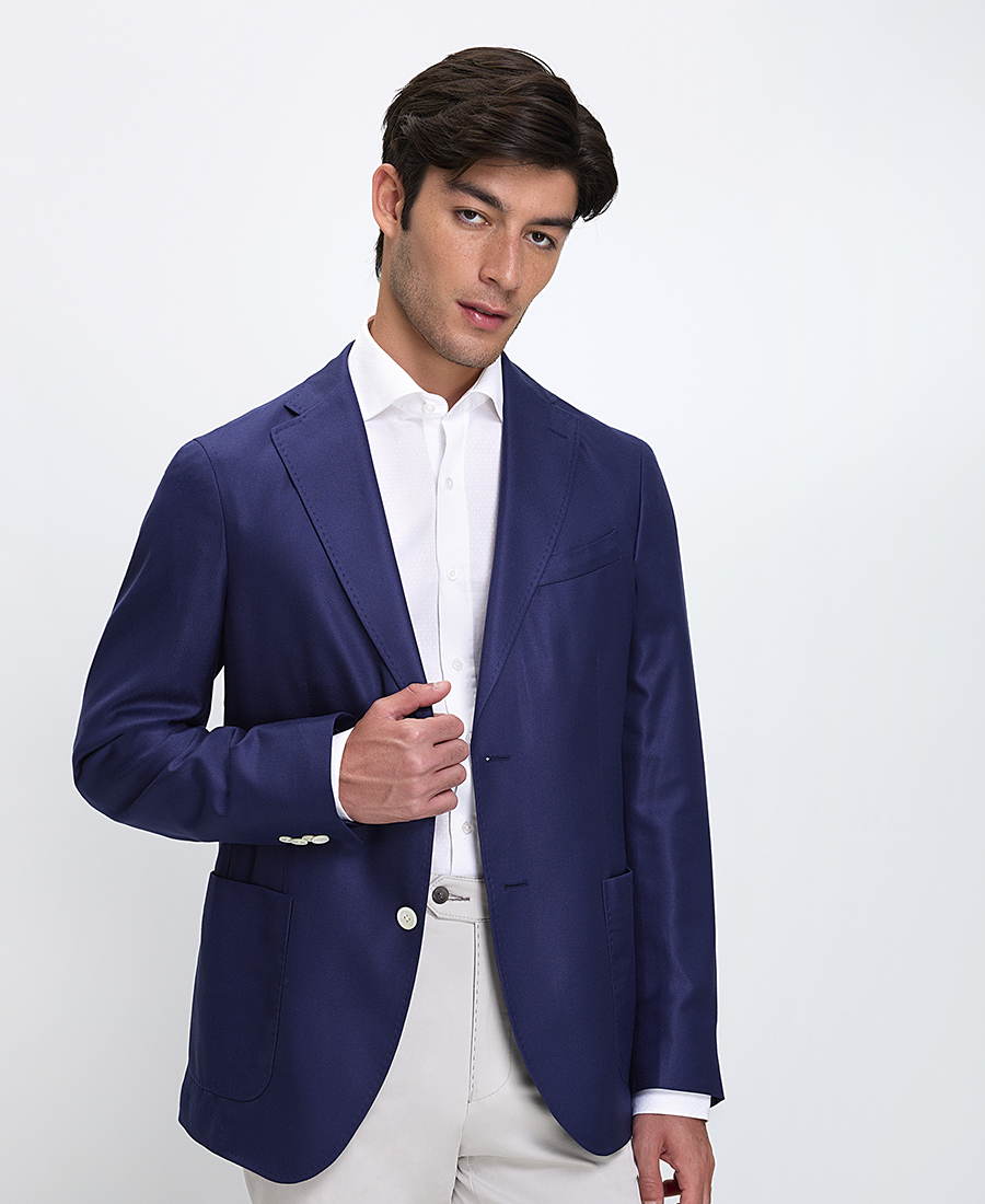 Hd X Vardas Hd X Vardas Ανδρικό Σακάκι Regular Fit Μεταξωτό Μονόπετο Μπλε