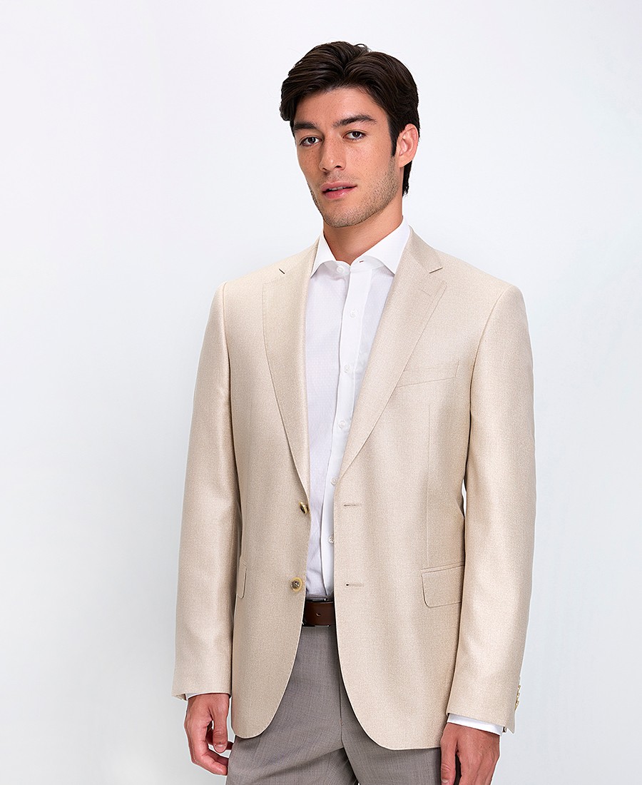 Kaiserhoff Ανδρικό Σακάκι Regular Fit Μετάξι Μονόπετο Μπεζ