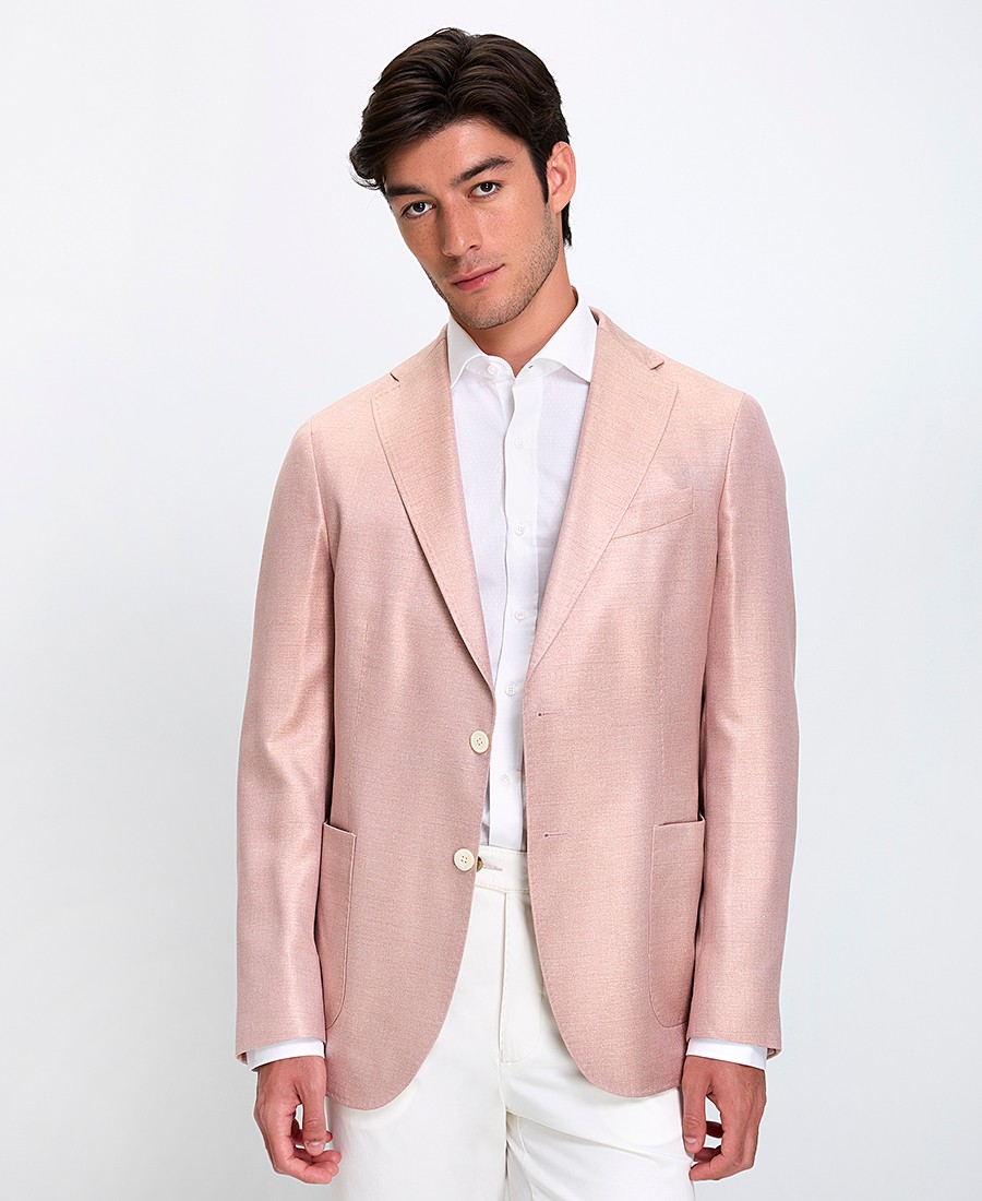 Hd X Vardas Ανδρικό Σακάκι Regular Fit Μετάξι Μονόπετο Ροζ