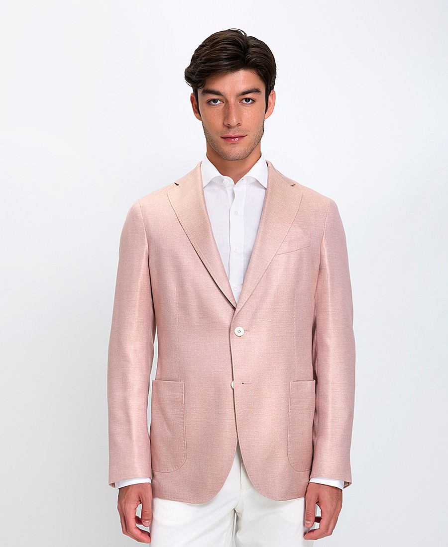 Hd X Vardas Ανδρικό Σακάκι Regular Fit Μετάξι Μονόπετο Ροζ φωτογραφία