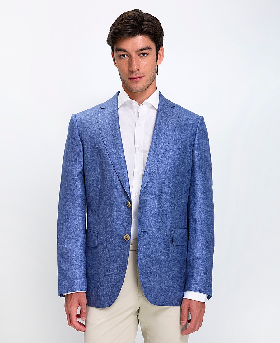 Kaiserhoff Ανδρικό Σακάκι Regular Fit Μετάξι Μονόπετο Μπλε