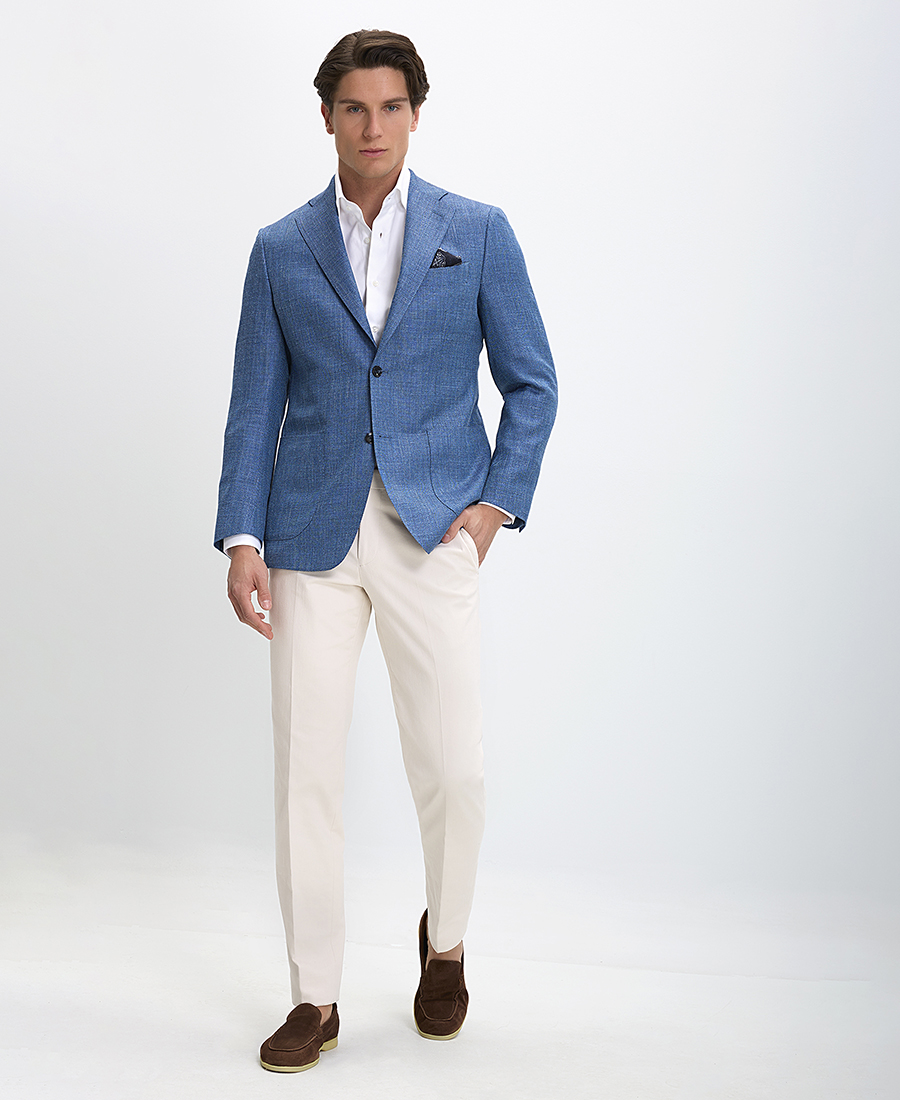 Hd x Vardas Ανδρικό Σακάκι με Μικροσχέδιο και Απαλή Υφή Regular Fit σε Μπλε φωτογραφία