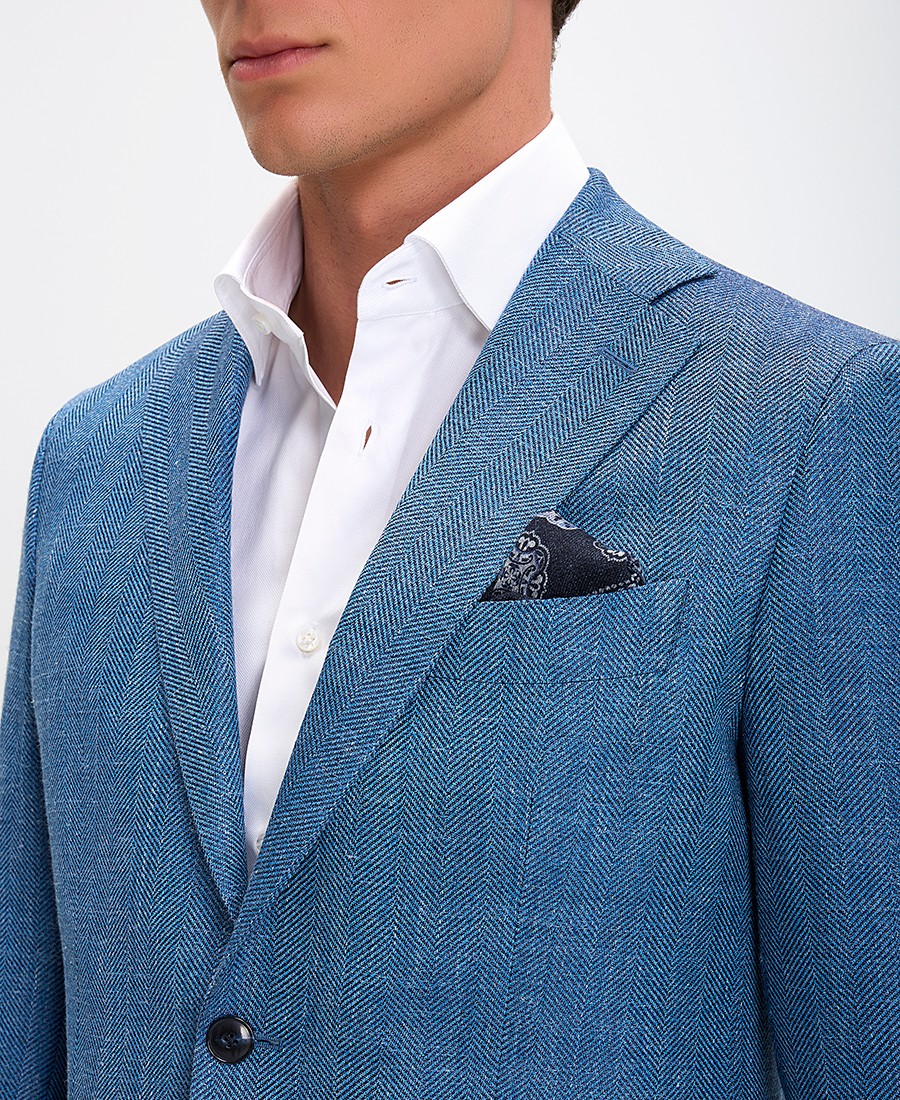 Hd x Vardas Ανδρικό Σακάκι με Μικροσχέδιο και Απαλή Υφή Regular Fit σε Μπλε φωτογραφία