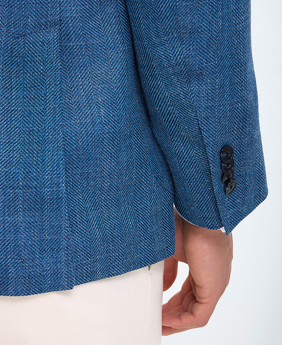 Hd x Vardas Ανδρικό Σακάκι με Μικροσχέδιο και Απαλή Υφή Regular Fit σε Μπλε φωτογραφία