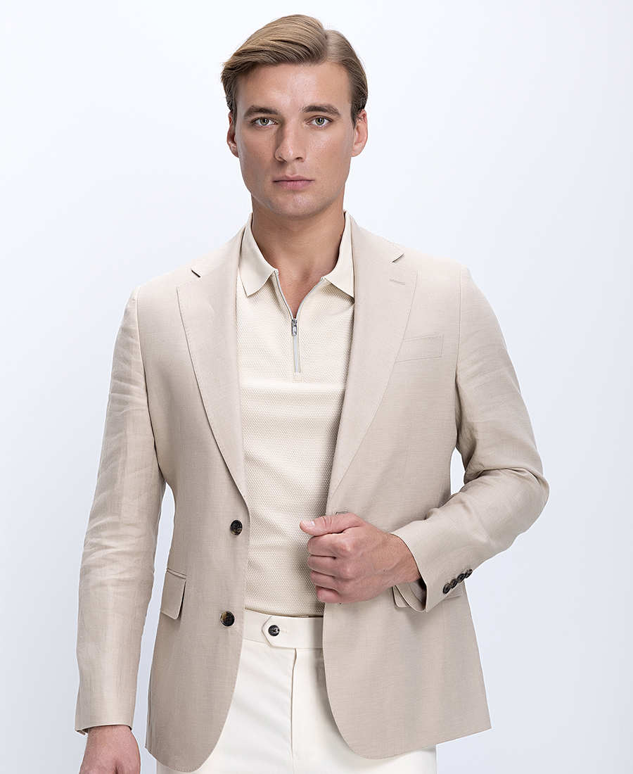 Charles Tyrwhitt Ανδρικό Σακάκι Slim Fit Λινό Με Notch Πέτο90