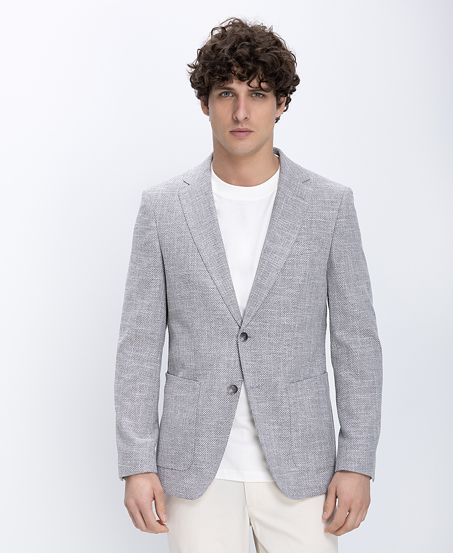 Boss Ανδρικό Σακάκι Regular Fit Με Micro Pattern Υφή Και Κλασικό Πέτο