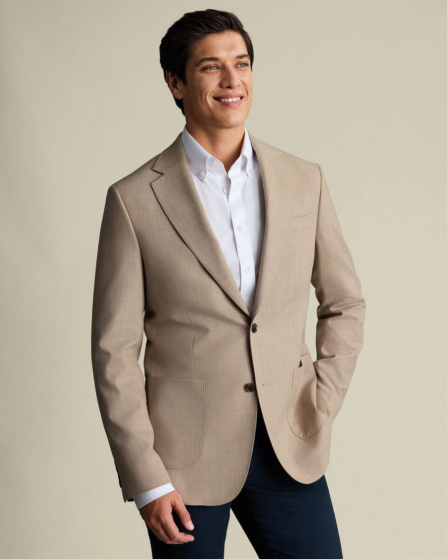 Charles Tyrwhitt Ανδρικό Σακάκι Slim Fit Με Patch Τσέπες Και Notch Πέτο