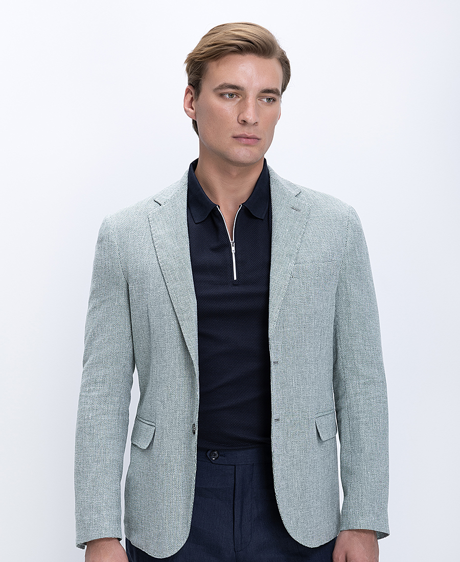 Vardas Ανδρικό Σακάκι Linen Blend Με Πέτο Notch Modern Fit