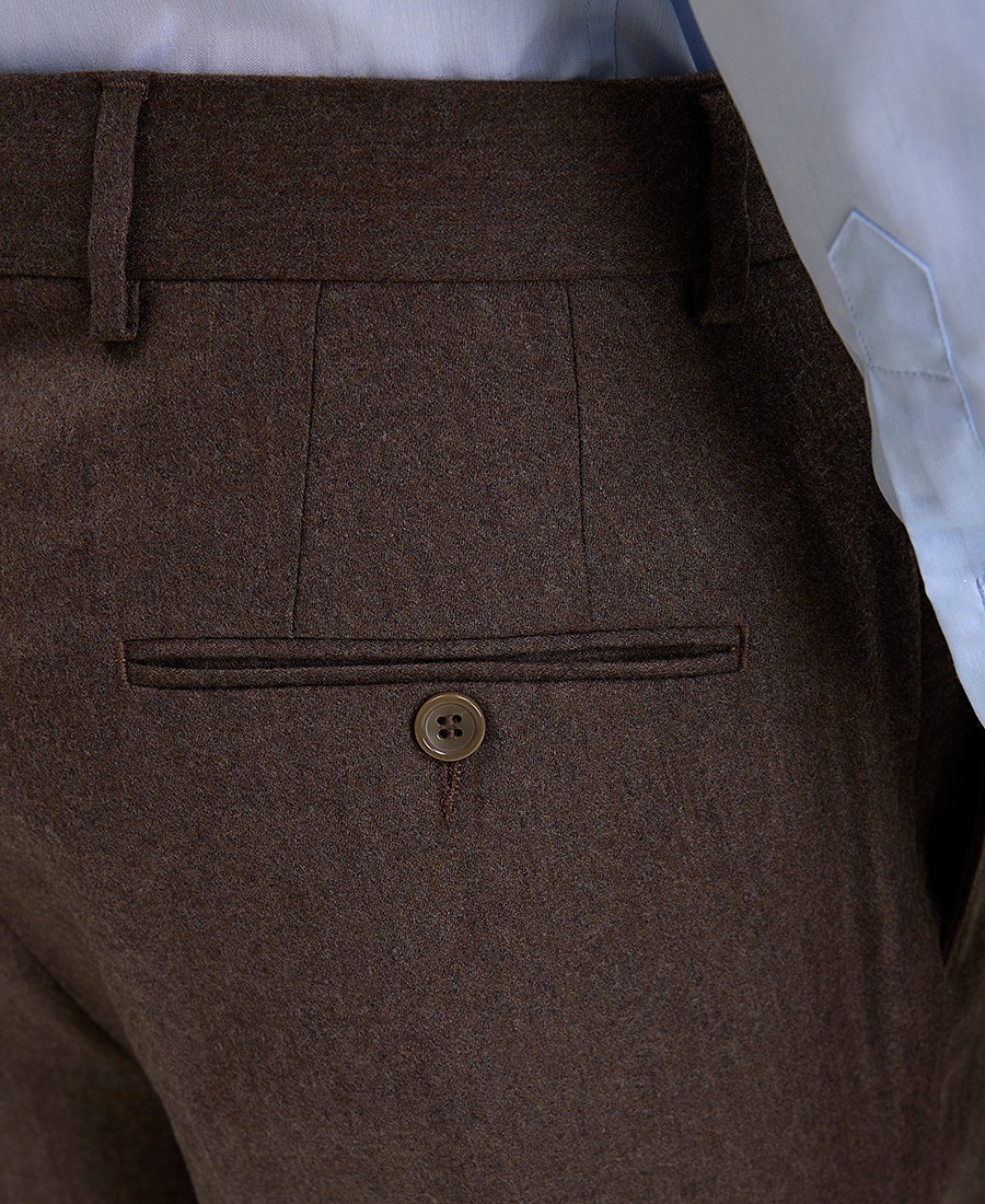 Kaiserhoff Παντελόνι Wool-cashmere Flannel Modern Fit σε Καφέ φωτογραφία