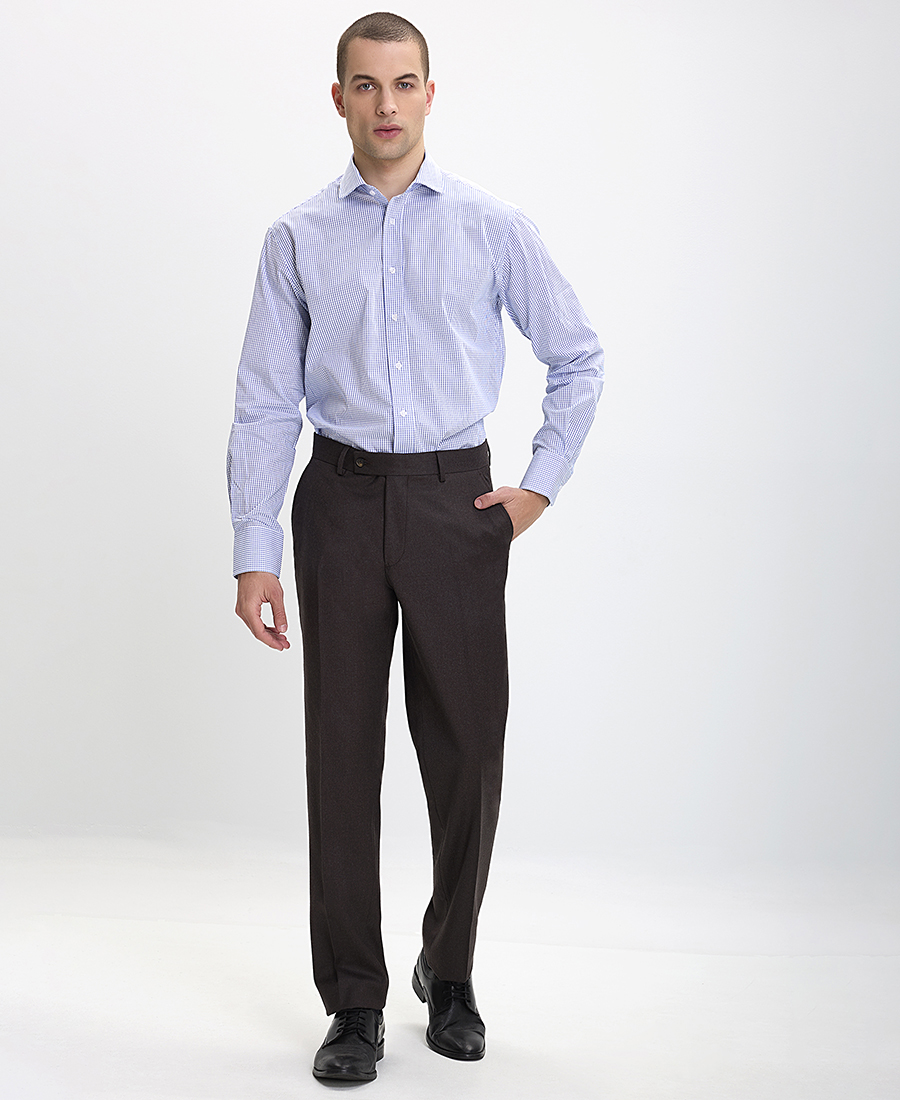 Kaiserhoff Παντελόνι Wool-cashmere Flannel Modern Fit σε Σκούρο Καφέ φωτογραφία