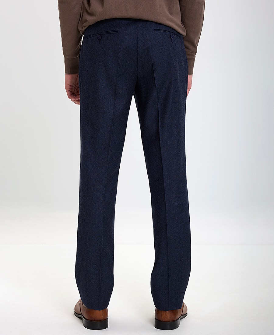 Kaiserhoff Παντελόνι Wool-cashmere Flannel Modern Fit Σκούρο Μπλε φωτογραφία