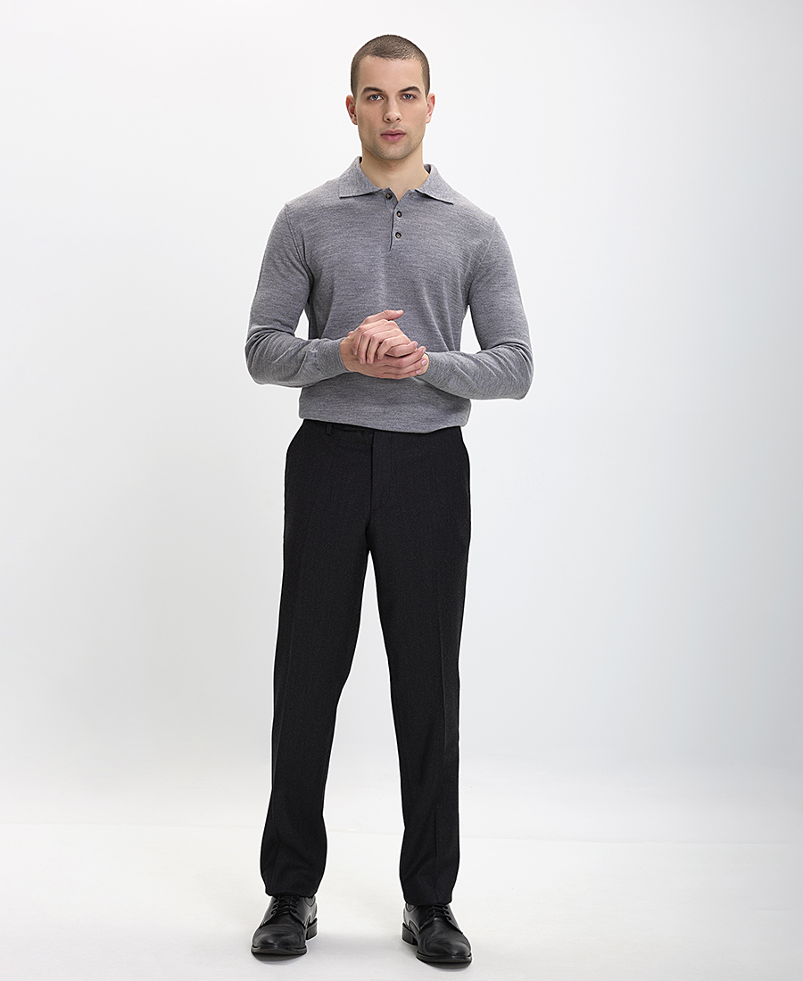 Kaiserhoff Παντελόνι Wool-cashmere Flannel Modern σε Μαύρο φωτογραφία