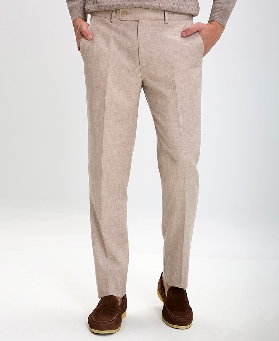 Vardas Vardas Ανδρικό Παντελόνι Regular Fit Μαλλί Κάσμιρ με Πλαϊνές Τσέπες Μπεζ