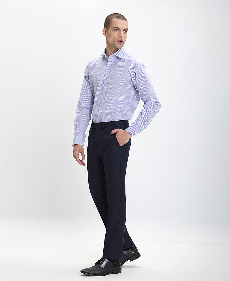 Vardas Ανδρικό Παντελόνι Regular Fit Μαλλί Κασμίρ με Πλαϊνές Τσέπες Σκούρο Μπλε φωτογραφία