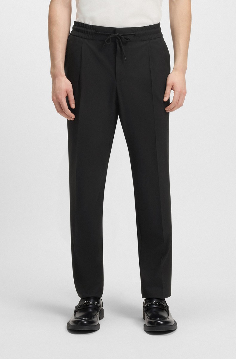 Hugo Hugo Ανδρικό Παντελόνι από Μάλλινο Μείγμα Slim Fit σε Μαύρο