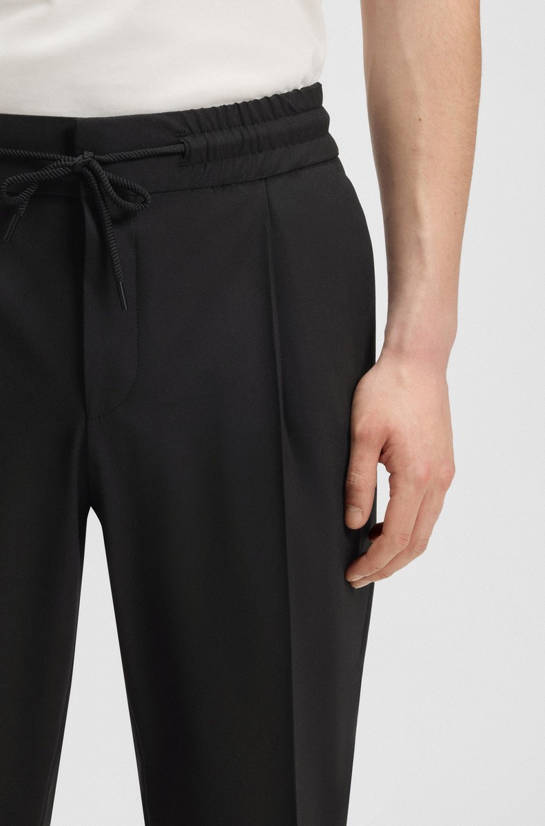 Hugo Ανδρικό Παντελόνι από Μάλλινο Μείγμα Slim Fit σε Μαύρο φωτογραφία