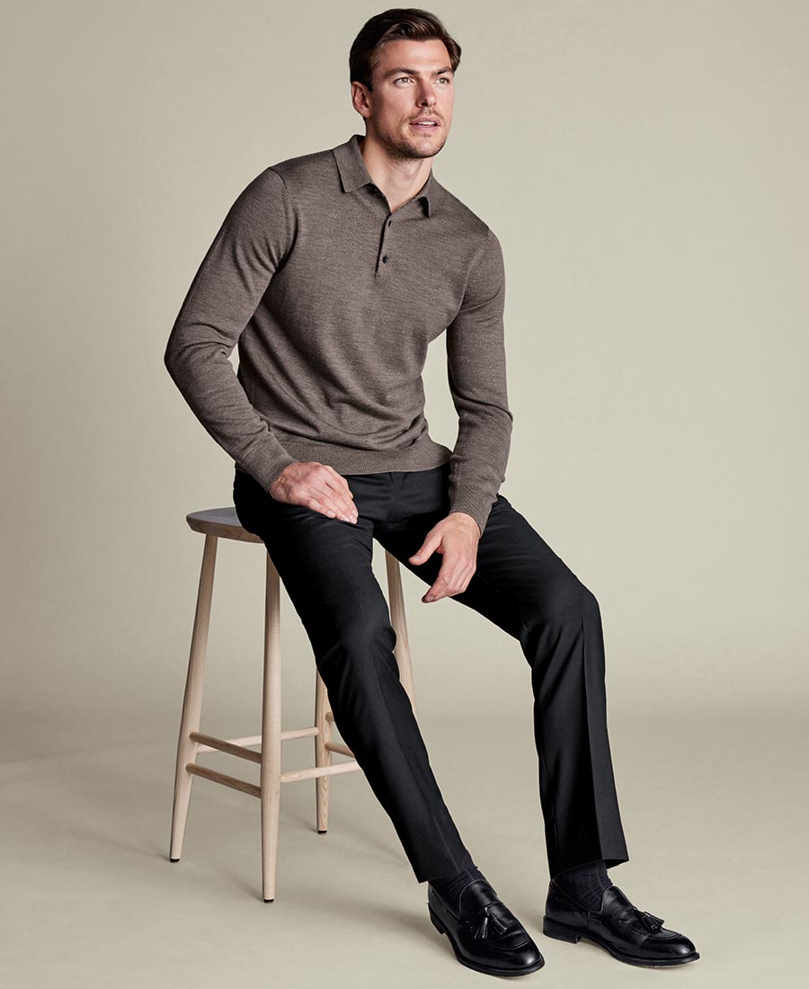 Charles Tyrwhitt Ανδρικό Παντελόνι Slim Fit Από Super 100’s Μάλλινη Υφή φωτογραφία