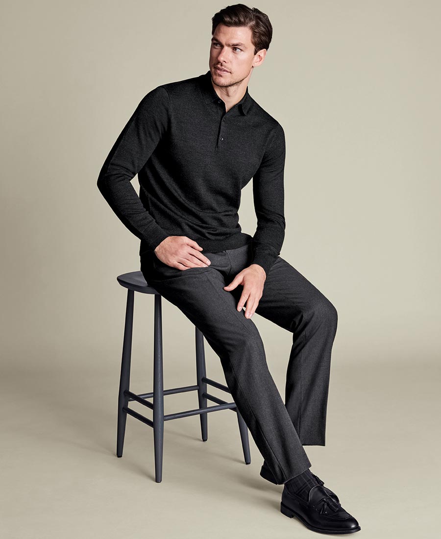 Charles Tyrwhitt Ανδρικό Παντελόνι Slim Fit Από Super 100’s Μάλλινη Υφή φωτογραφία