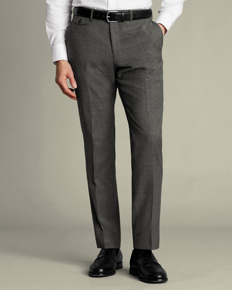 Charles Tyrwhitt Ανδρικό Παντελόνι Wool Stretch Puppytooth Slim Fit