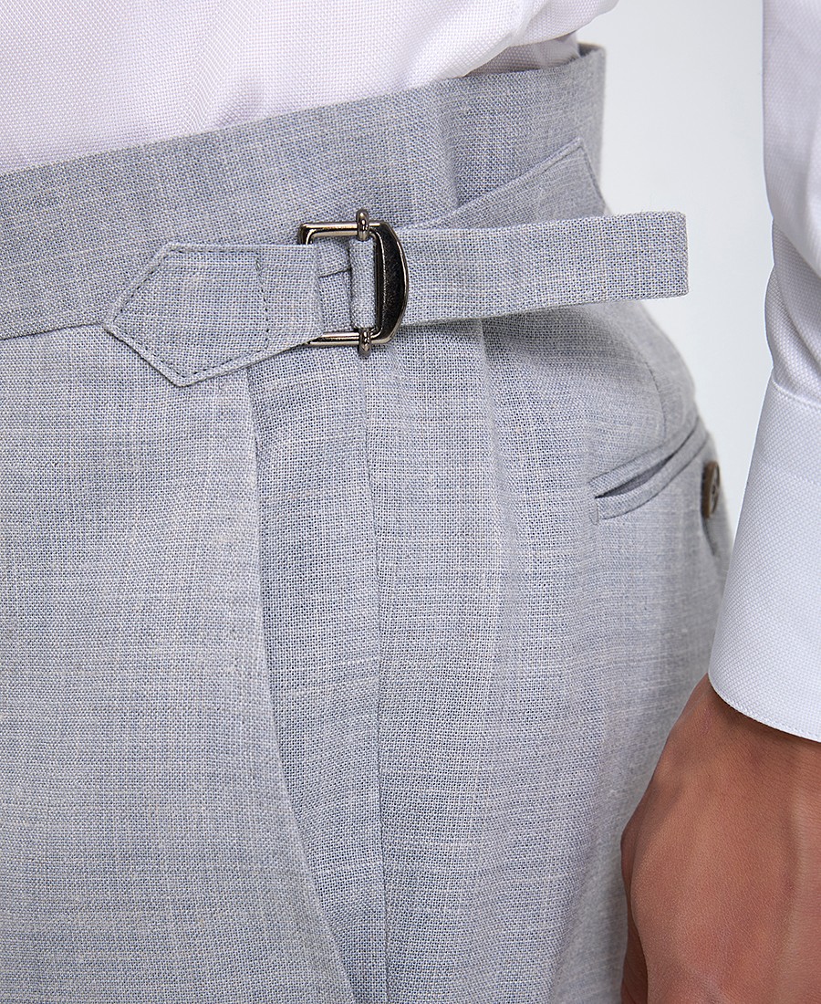 Hd x Vardas Ανδρικό Παντελόνι με Πλαϊνό Ρυθμιστή και Ψιλό Μοτίβο Regular Fit σε Γκρι φωτογραφία