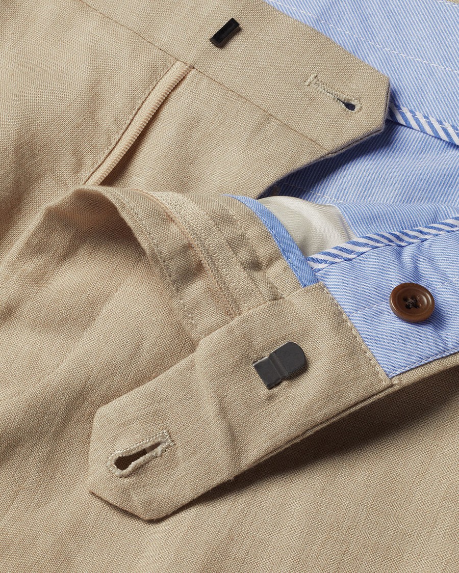 Charles Tyrwhitt Ανδρικό Παντελόνι Λινό με Πιέτα Modern Fit σε Μπεζ φωτογραφία