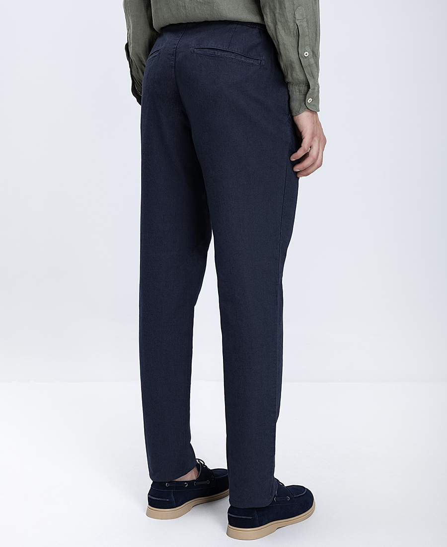 Ανδρικό Παντελόνι Linen Blend Με Ρεβέρ Slim Fit φωτογραφία