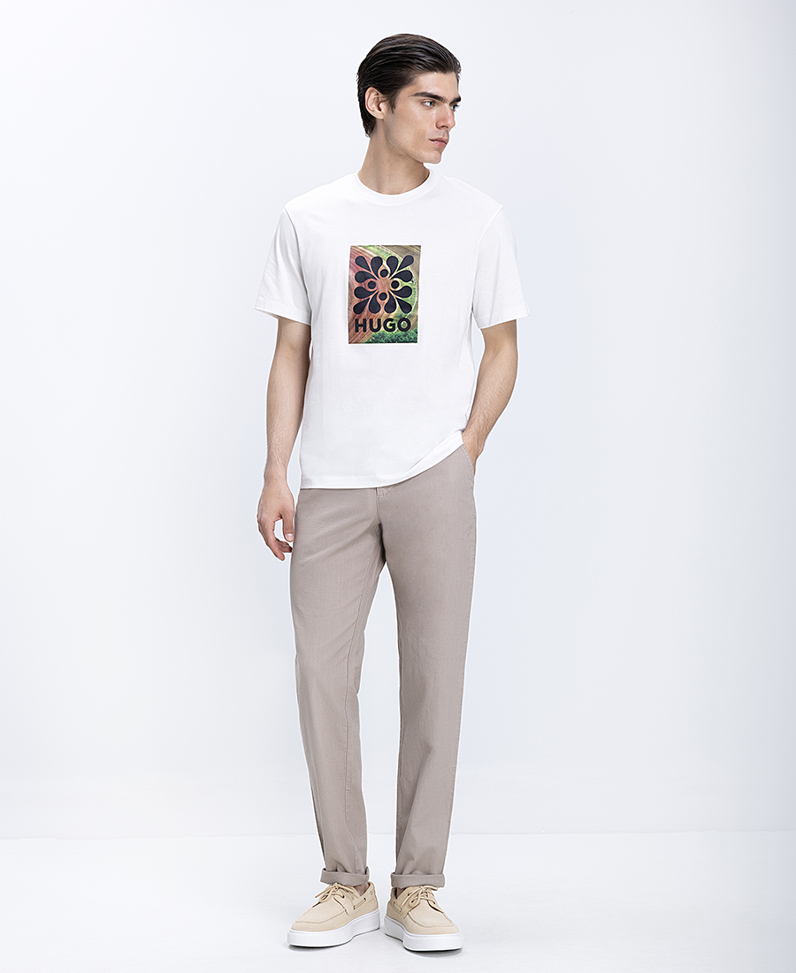 Commander Ανδρικό Παντελόνι Linen Blend Με Ρεβέρ Slim Fit