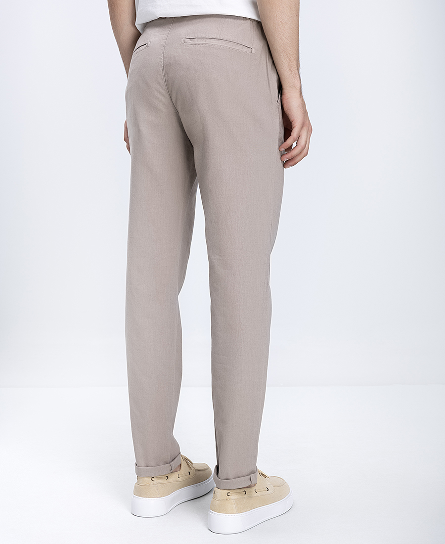 Ανδρικό Παντελόνι Linen Blend Με Ρεβέρ Slim Fit φωτογραφία