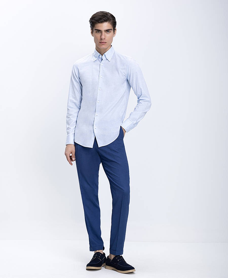 Mauro Boano Ανδρικό Παντελόνι Με Λινή Υφή Slim Fit