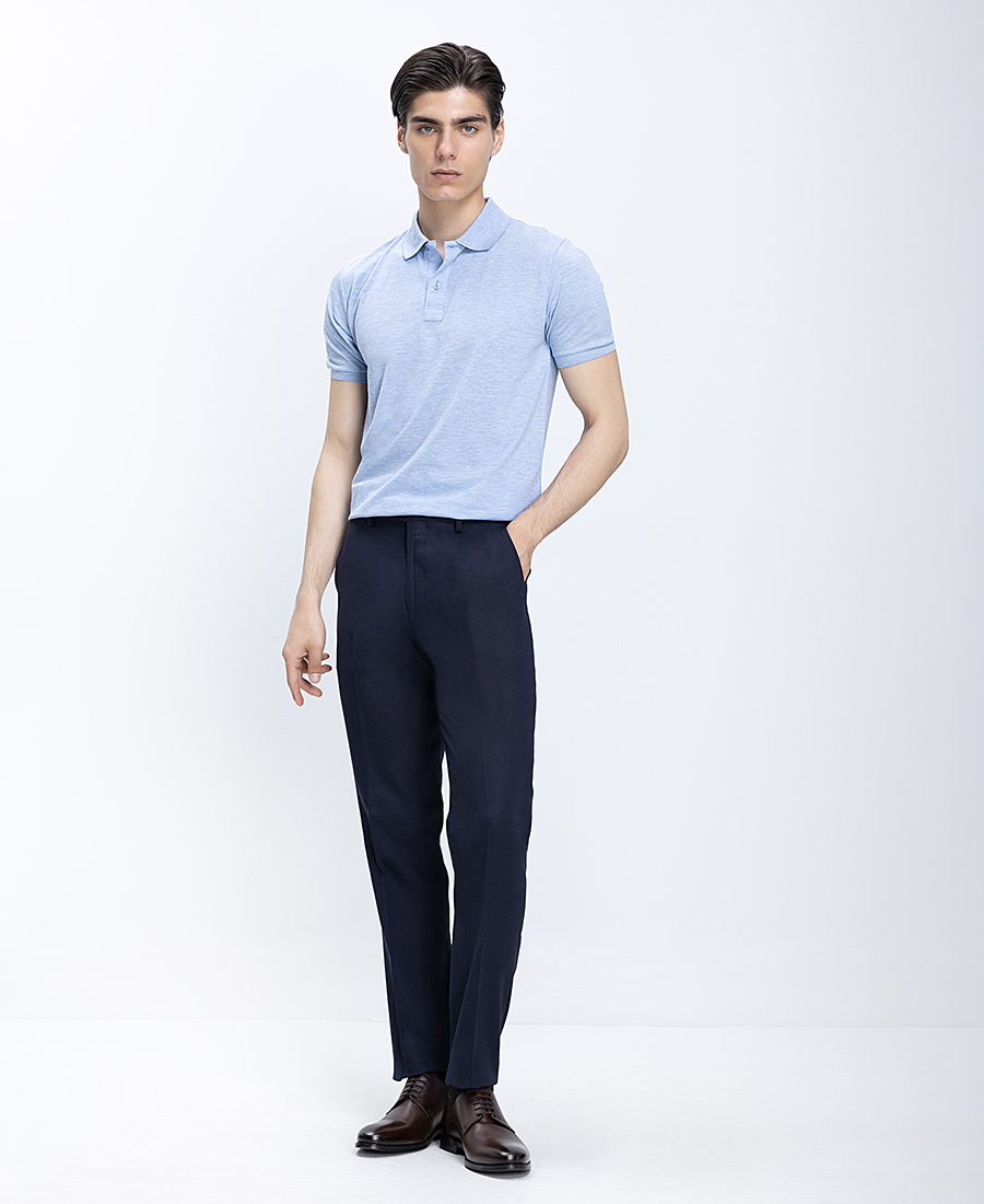 Ανδρικό Παντελόνι Slim Fit Με Λινή Υφή φωτογραφία