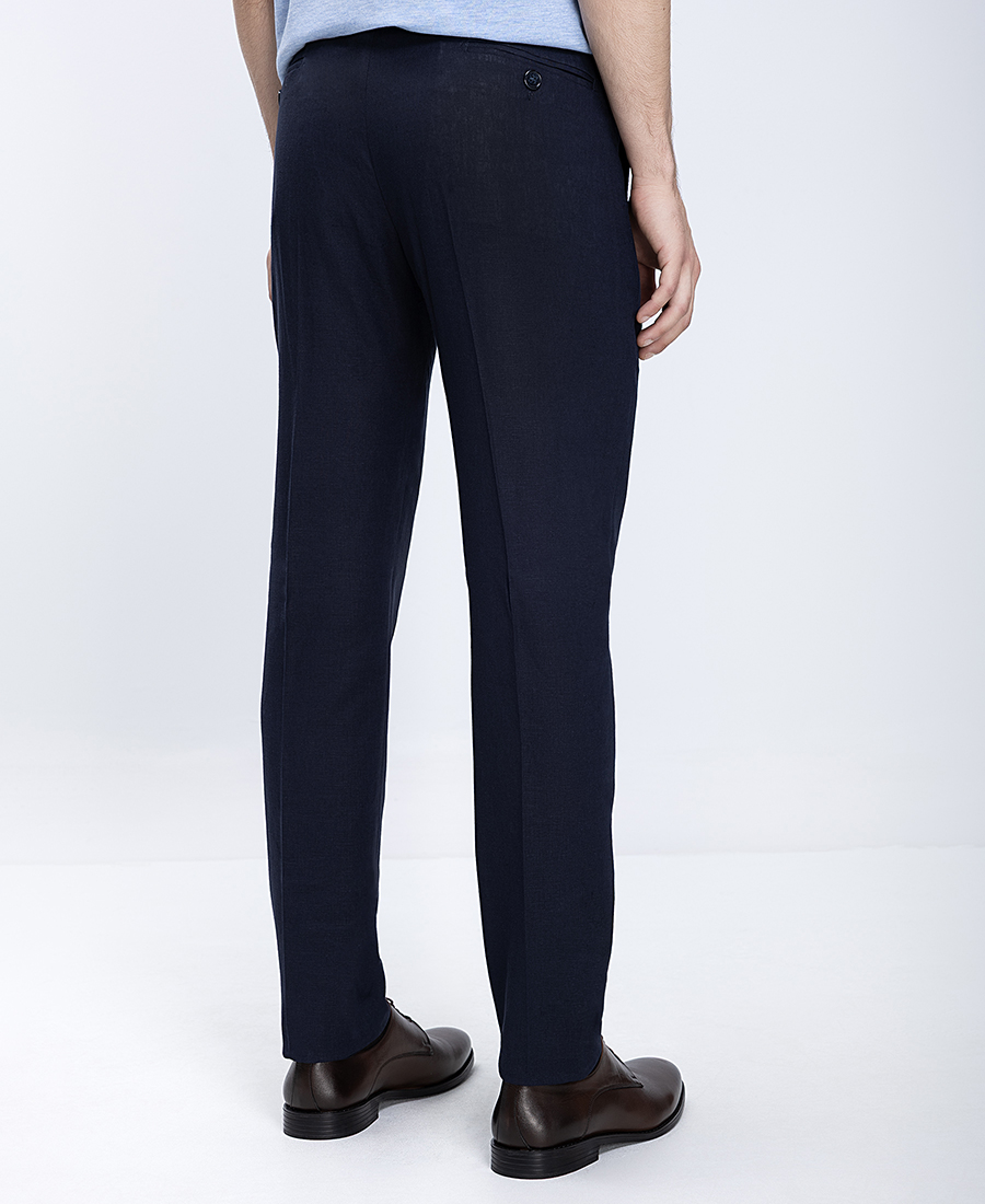 Ανδρικό Παντελόνι Slim Fit Με Λινή Υφή φωτογραφία