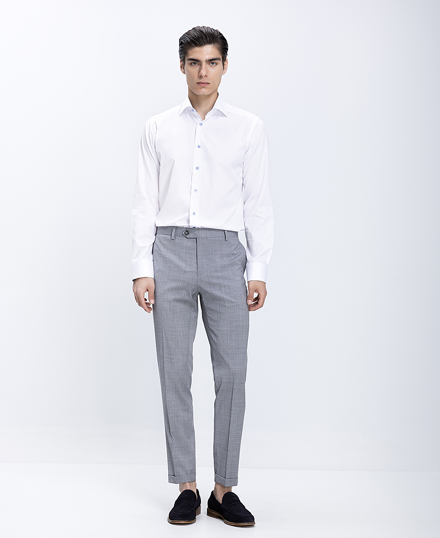 Vardas Ανδρικό Παντελόνι Μάλλινο Με Ρεβέρ Modern Fit