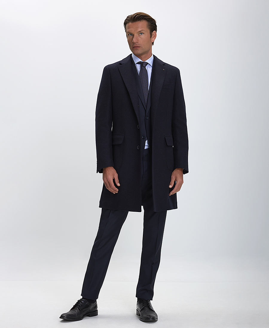 CC Collection Corneliani Ανδρικό Παλτό Classic Fit από Μαλλί και Κασμίρ σε Μπλε φωτογραφία