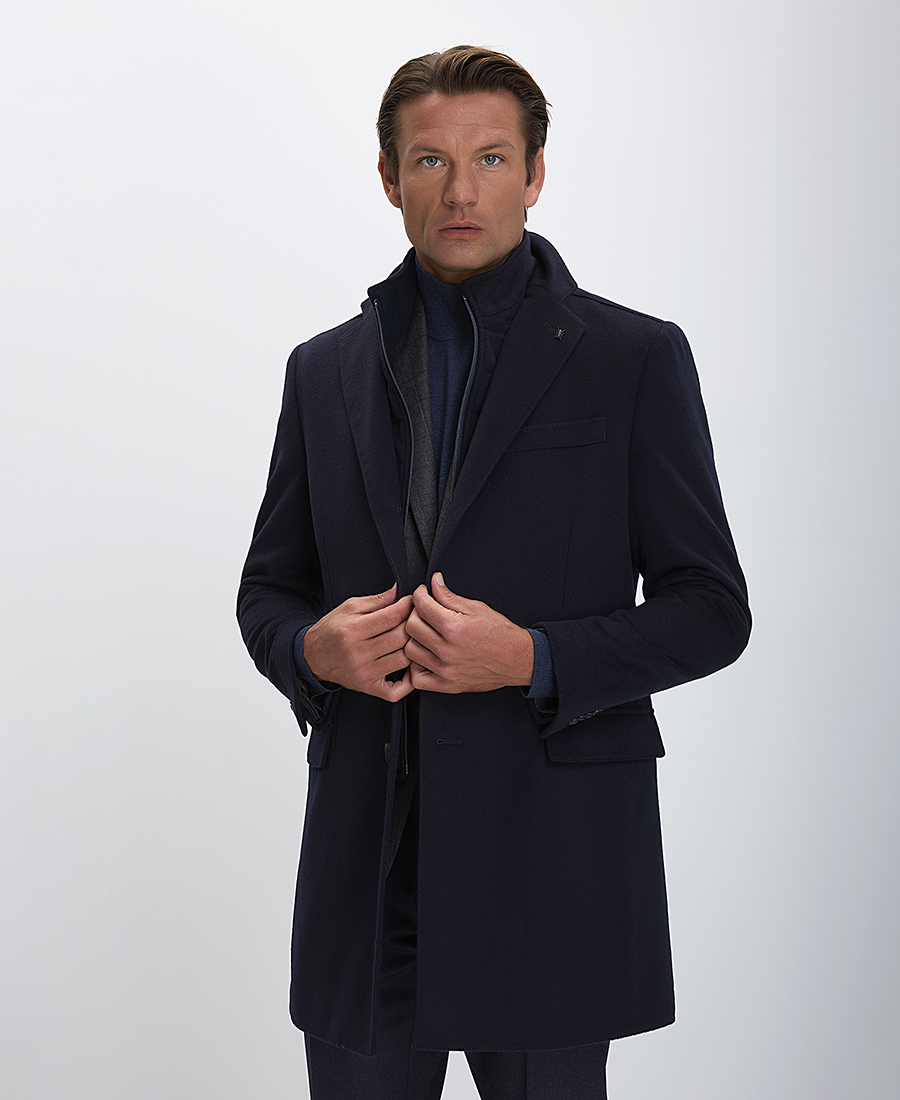 CC Collection Corneliani CC Collection Corneliani Ανδρικό Παλτό Regular Fit από Μαλλί και Κασμίρ