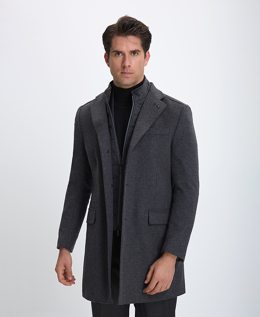 CC Collection Corneliani CC Collection Corneliani Ανδρικό Παλτό Regular Fit από Μαλλί και Κασμίρ