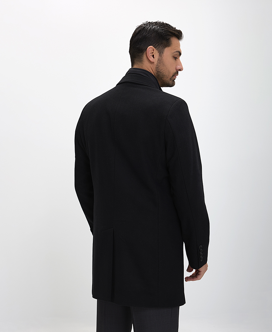 Ανδρικό Παλτό με Κρυφό Φερμουάρ και Κουμπιά Regular Fit φωτογραφία