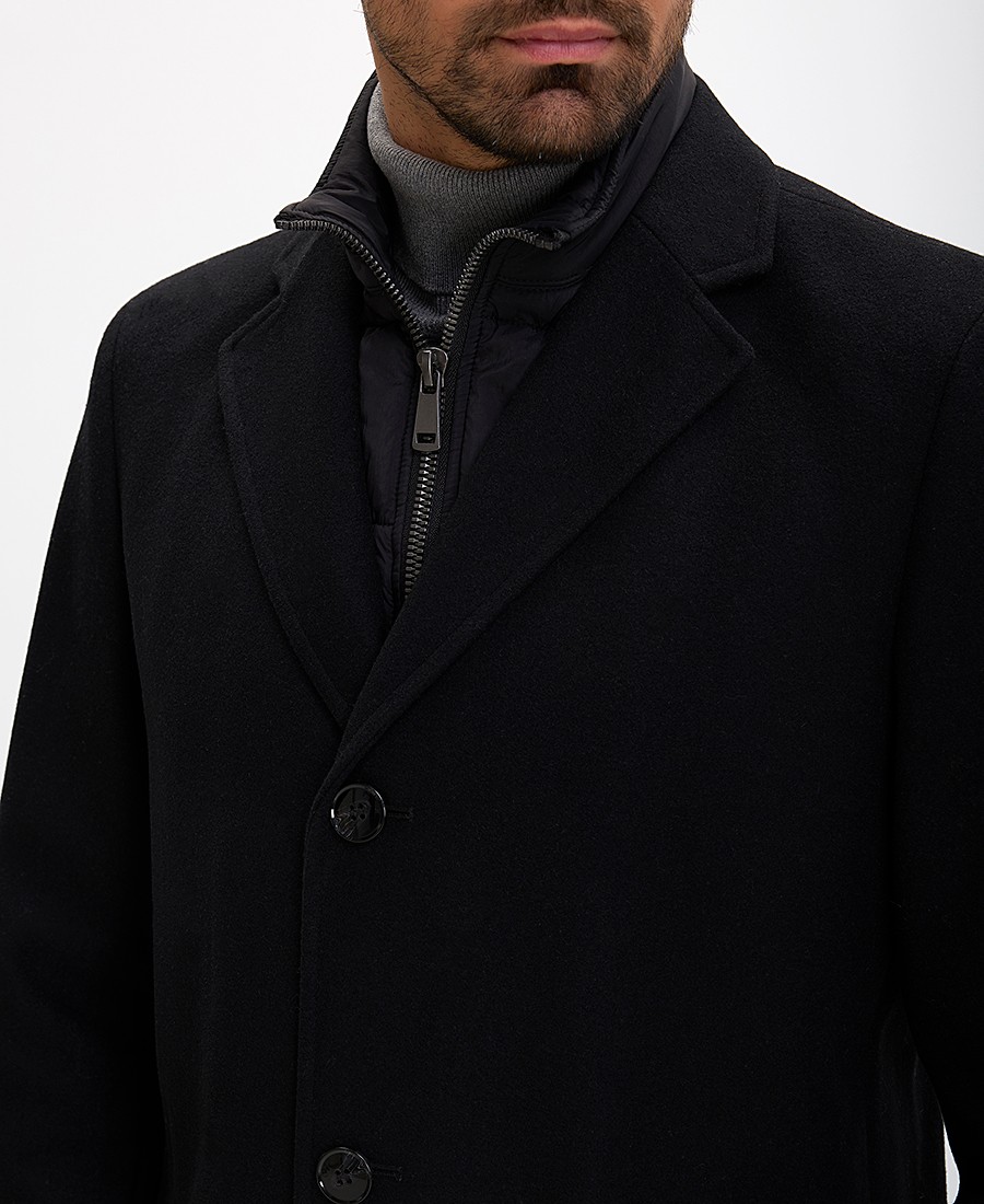 Ανδρικό Παλτό με Κρυφό Φερμουάρ και Κουμπιά Regular Fit φωτογραφία