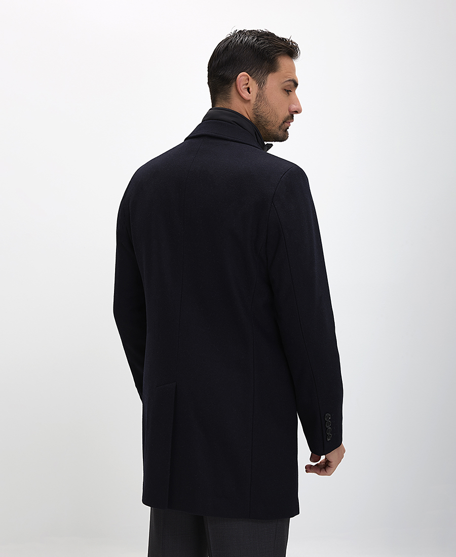 Ανδρικό Παλτό με Κρυφό Φερμουάρ και Κουμπιά Regular Fit φωτογραφία