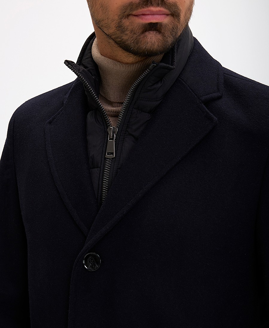 Ανδρικό Παλτό με Κρυφό Φερμουάρ και Κουμπιά Regular Fit φωτογραφία