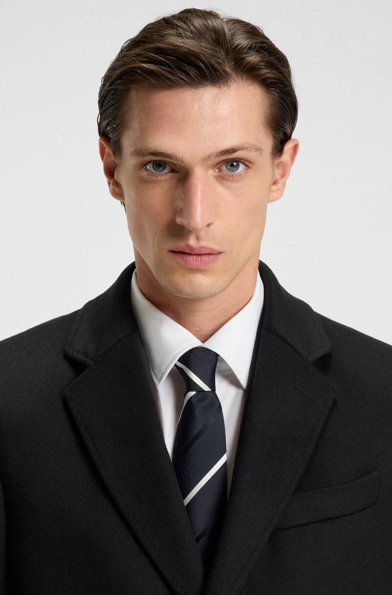 Boss Ανδρικό Παλτό Slim Fit Μάλλινο Με Κασμίρι Μαύρο φωτογραφία