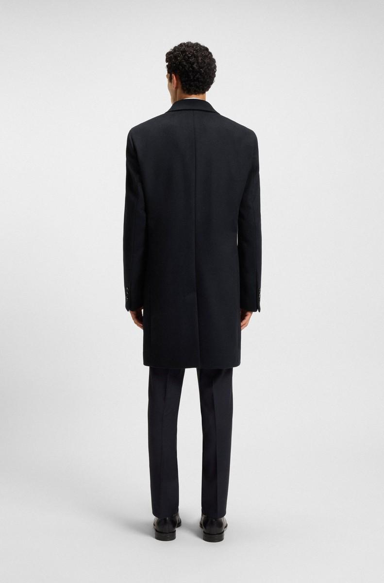 Boss Ανδρικό Παλτό Slim Fit Μάλλινο Με Κασμίρι Μαύρο φωτογραφία